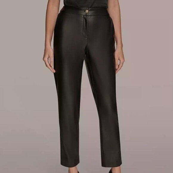 Donna Karan New York Vegan Leather Pocket Ankle Pants Sz 10 NWOT - Picture 1 of 5